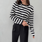 Gestreepte sweater dames met losse pasvorm voor dagelijks gebruik 5