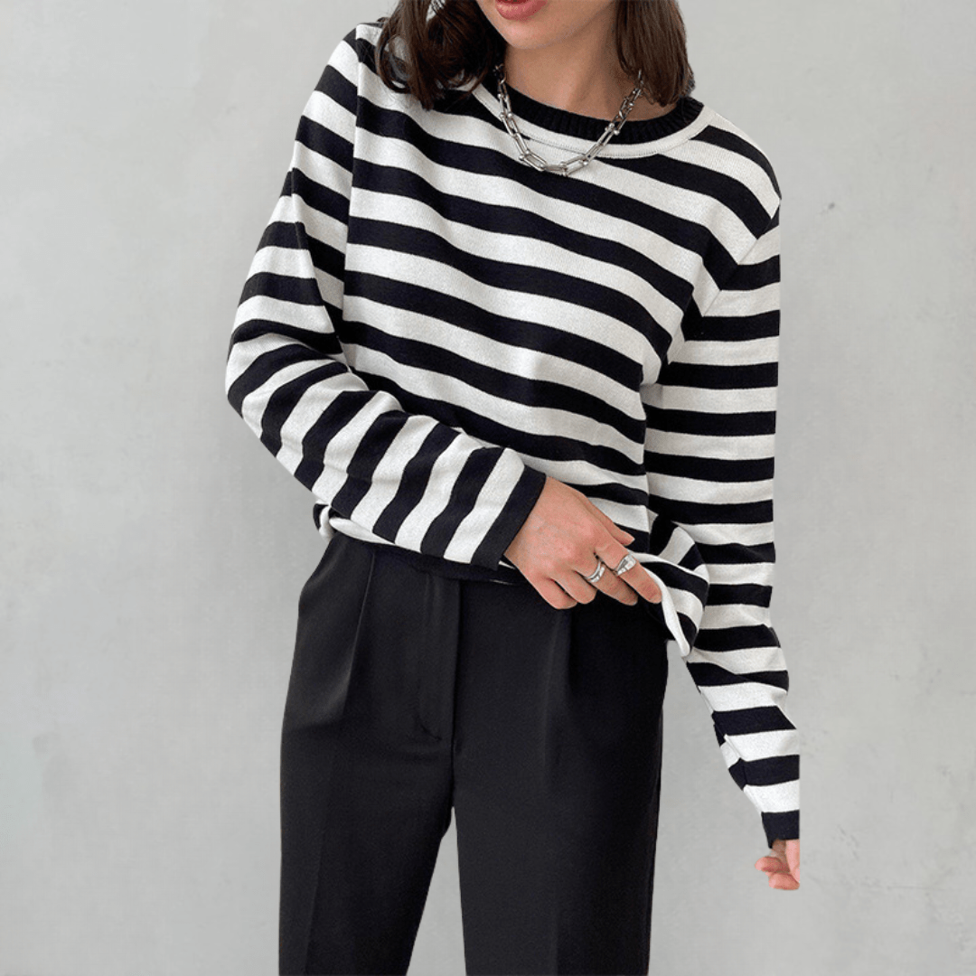 Gestreepte sweater dames met losse pasvorm voor dagelijks gebruik 5