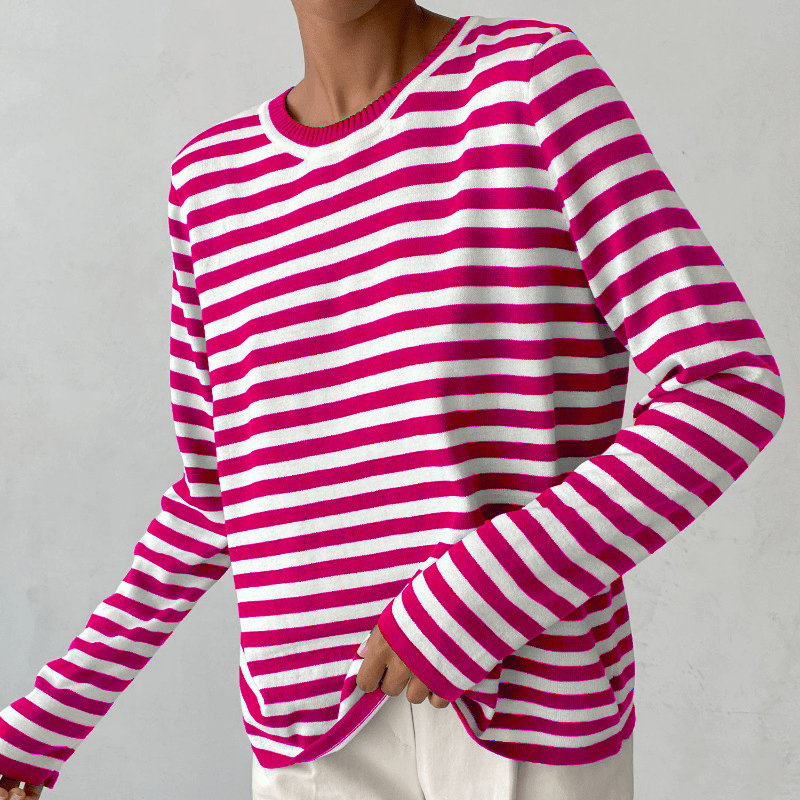 Gestreepte sweater dames met losse pasvorm voor dagelijks gebruik 6