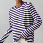 Gestreepte sweater dames met losse pasvorm voor dagelijks gebruik 7