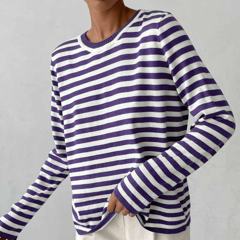 Gestreepte sweater dames met losse pasvorm voor dagelijks gebruik 7