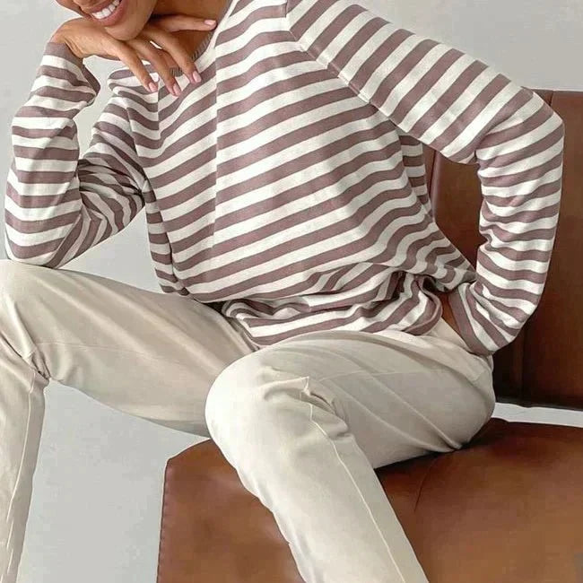 Gestreepte sweater dames met losse pasvorm voor dagelijks gebruik 8