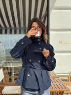 Getailleerde trenchcoat dames met ceintuur en waterafstotende afwerking 10