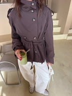 Getailleerde trenchcoat dames met ceintuur en waterafstotende afwerking 2