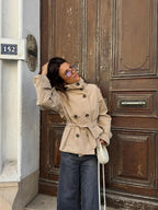 Getailleerde trenchcoat dames met ceintuur en waterafstotende afwerking 5