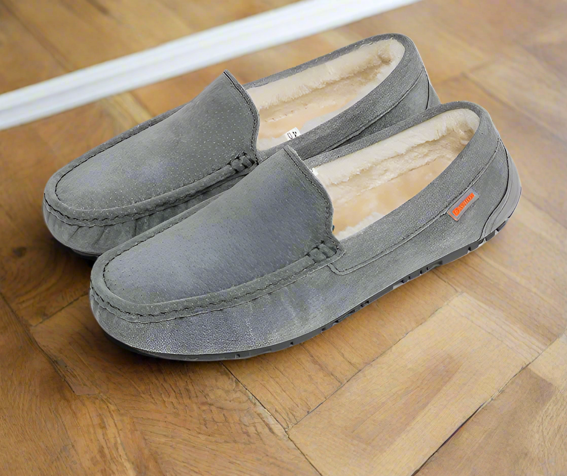 Gevoerde heren moccasin pantoffels met rubberen zool 4