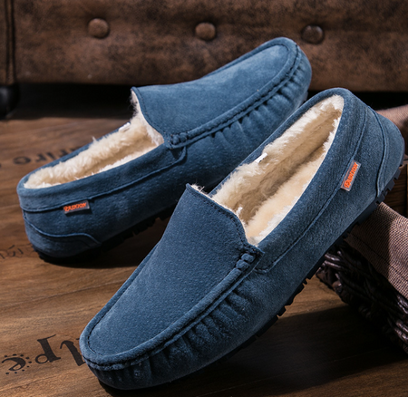 Gevoerde heren moccasin pantoffels met rubberen zool 5