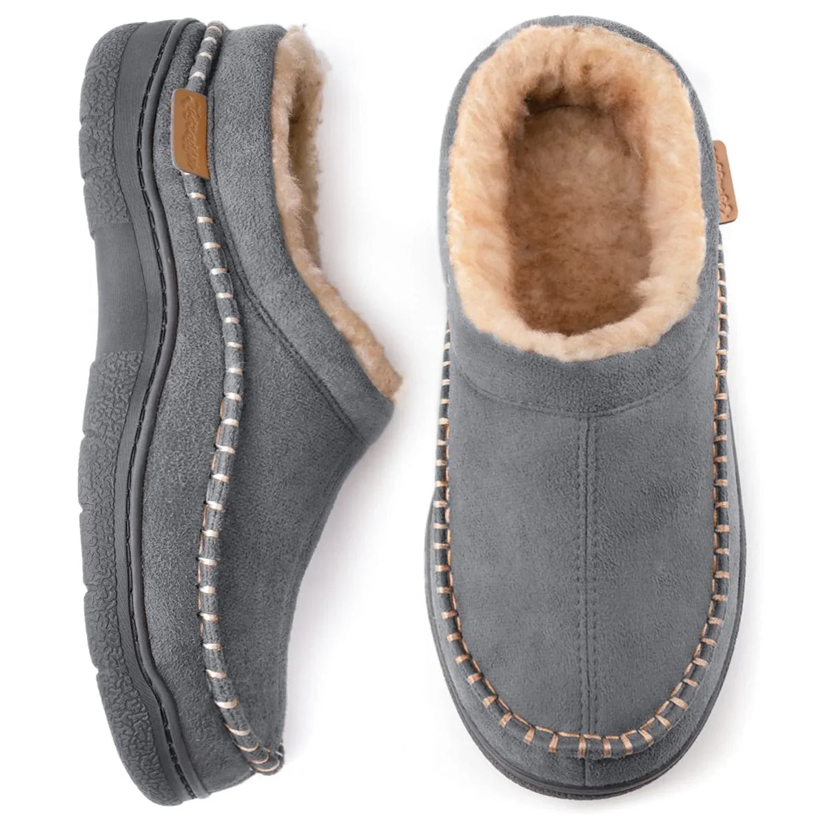 Gevoerde heren pantoffels met antislipzool en enkelhoogte 2