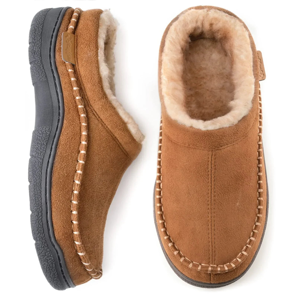 Gevoerde heren pantoffels met antislipzool en enkelhoogte 4