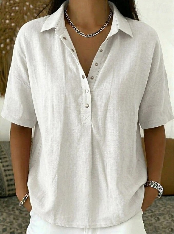 Honorine - Casual overhemdblouse met knoopkraag dames