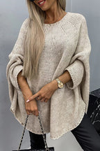 Grof gebreide oversized trui dames met ronde hals en lange mouwen 1