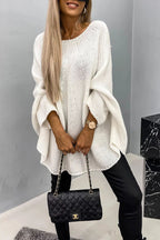 Grof gebreide oversized trui dames met ronde hals en lange mouwen 4