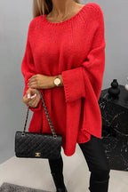 Grof gebreide oversized trui dames met ronde hals en lange mouwen 5
