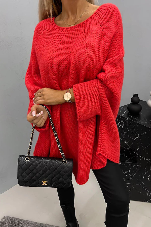 Grof gebreide oversized trui dames met ronde hals en lange mouwen 5