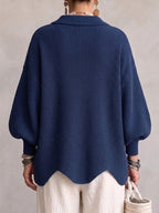 Grofgebreid vest dames oversize met grote kraag en knopen 12
