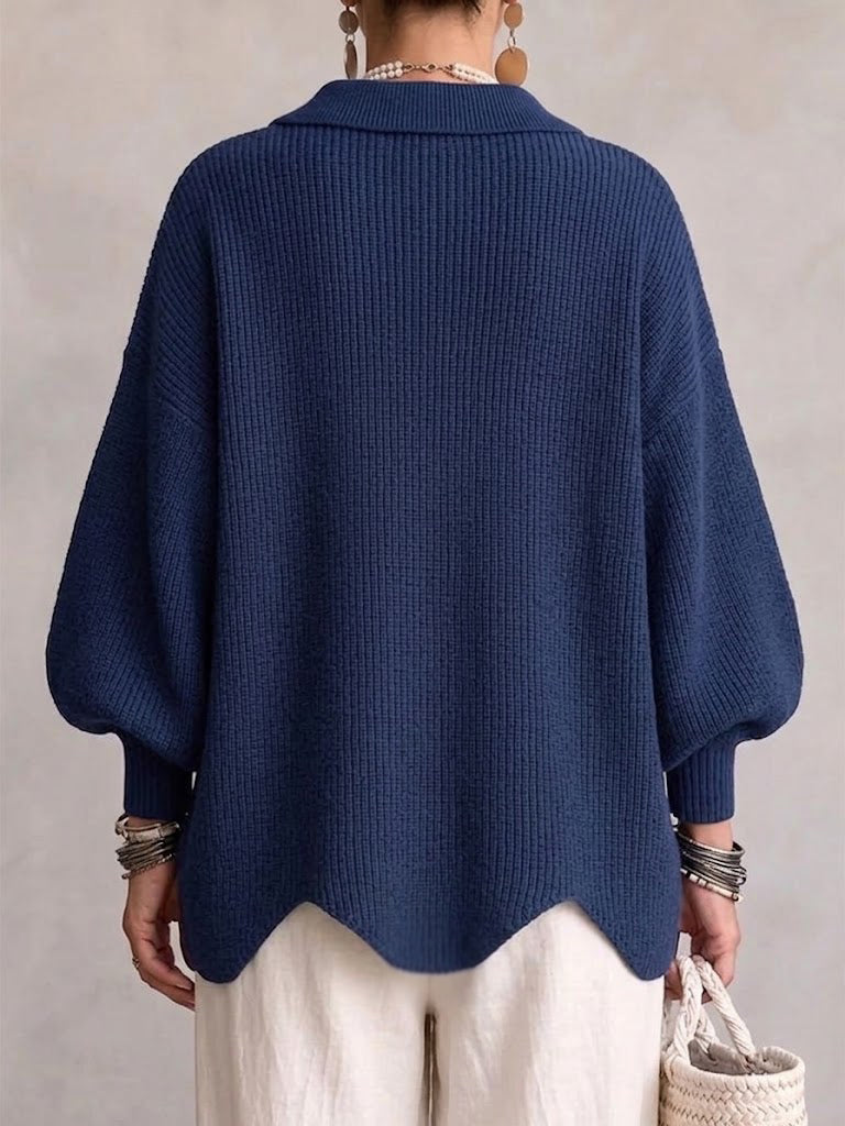 Grofgebreid vest dames oversize met grote kraag en knopen 12