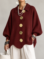 Grofgebreid vest dames oversize met grote kraag en knopen 4