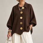 Grofgebreid vest dames oversize met grote kraag en knopen 7