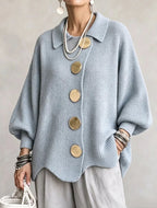 Grofgebreid vest dames oversize met grote kraag en knopen 9