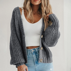 Grofgebreid vest dames oversized met V-hals en ballonmouwen 3