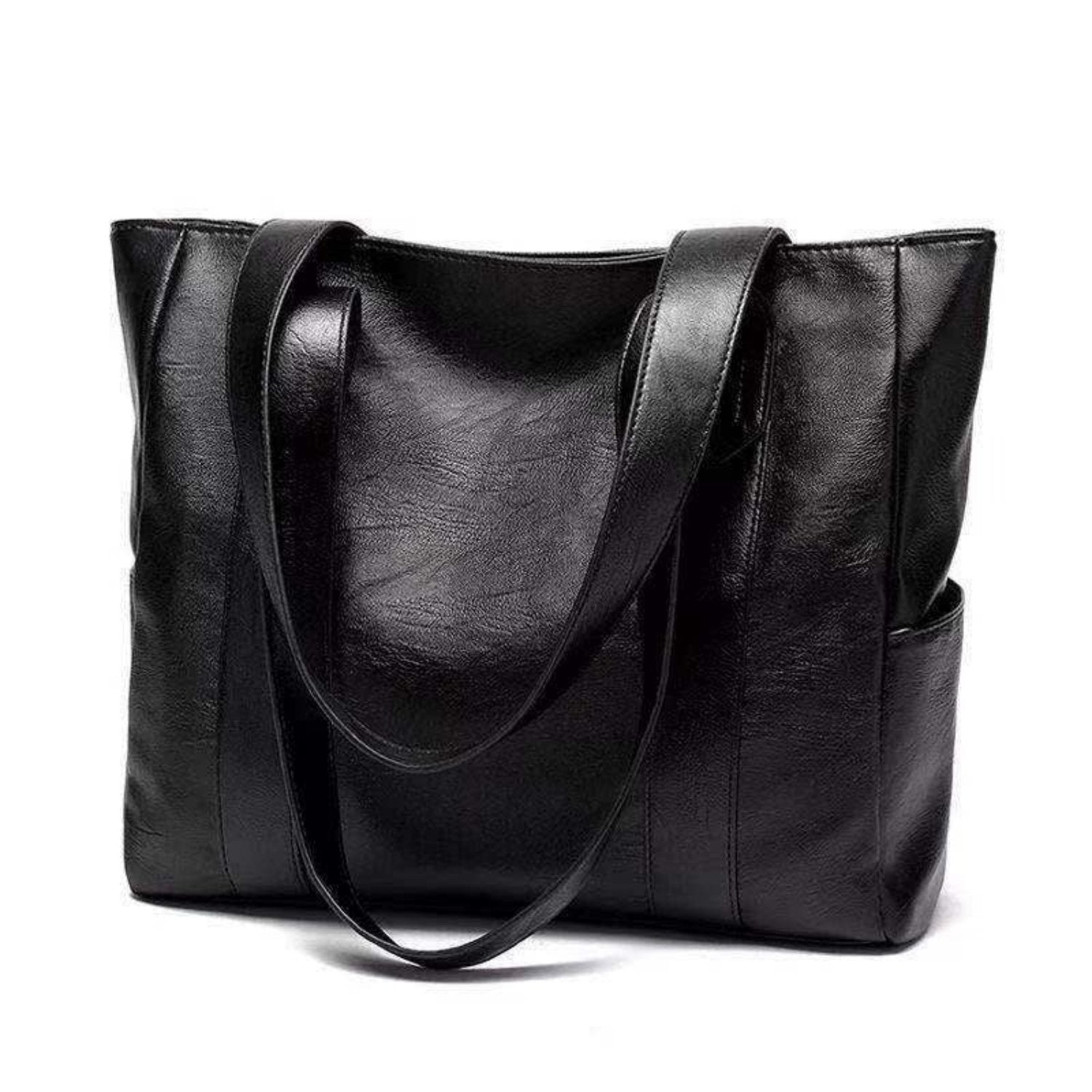 Grote shopper tas dames met lange hengsels, ritssluiting en zijvak 3
