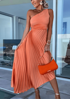 Yaselle - Asymmetrische midi jurk met één schouder en plooien dames