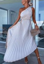 Yaselle - Asymmetrische midi jurk met één schouder en plooien dames