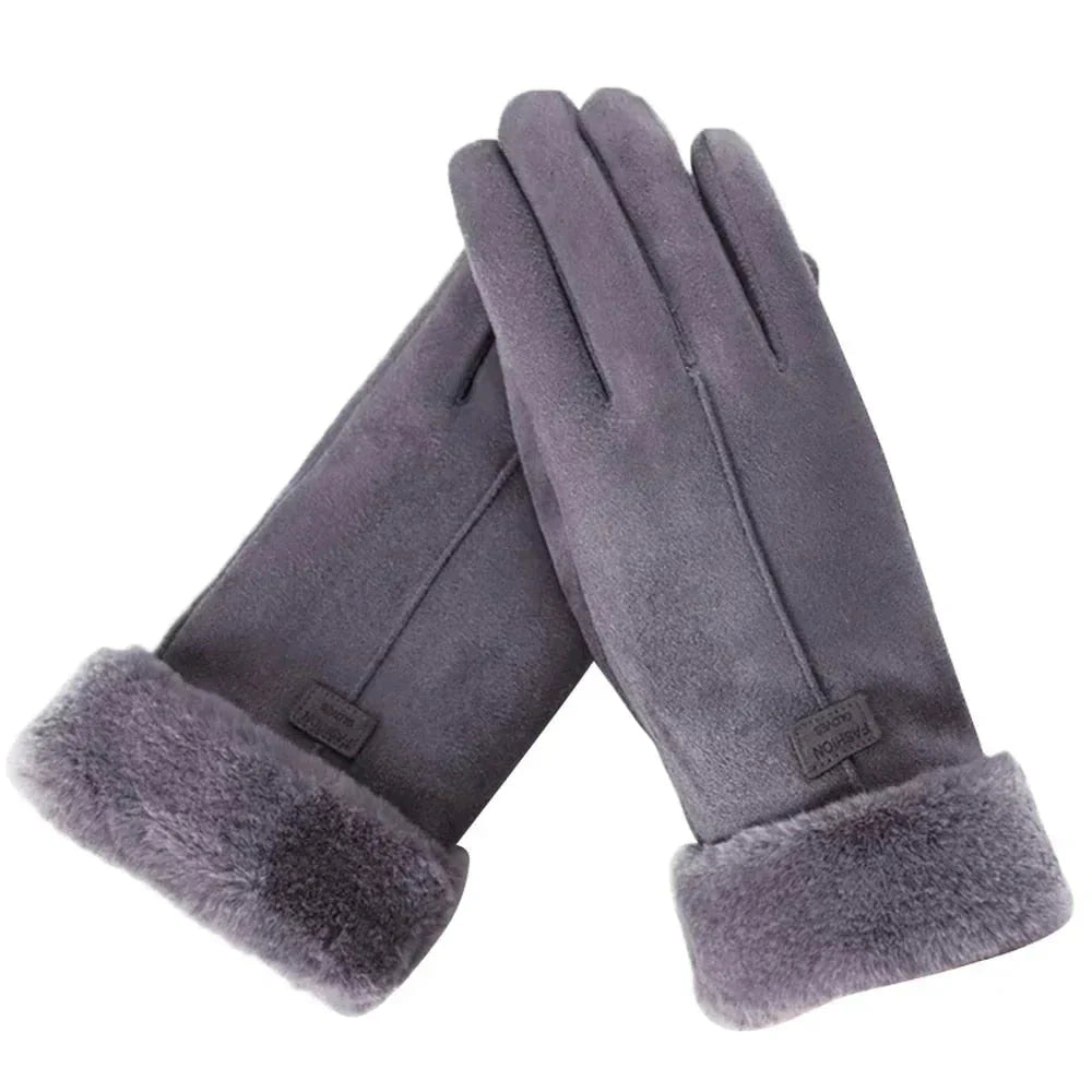 Handschoenen dames met imitatiebont en antislip grip 3