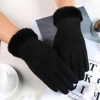 Handschoenen dames met imitatiebontvoering 3