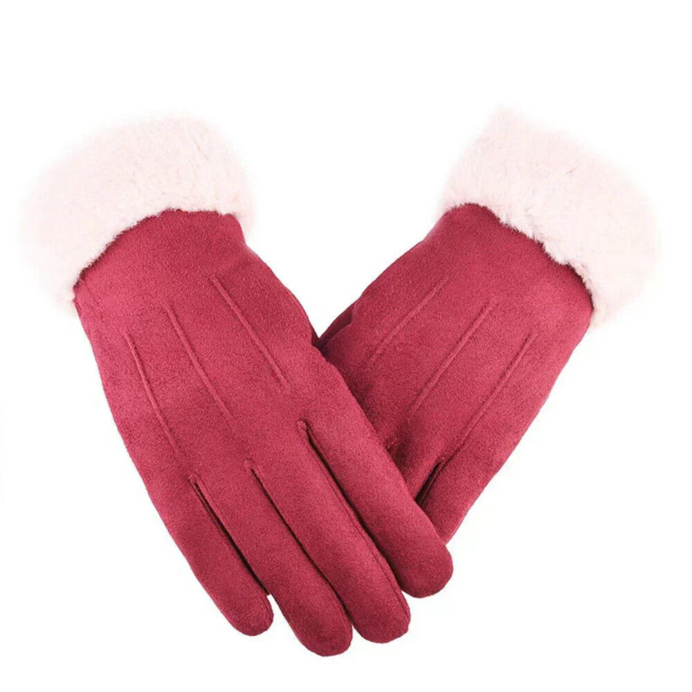 Handschoenen dames met imitatiebontvoering 4