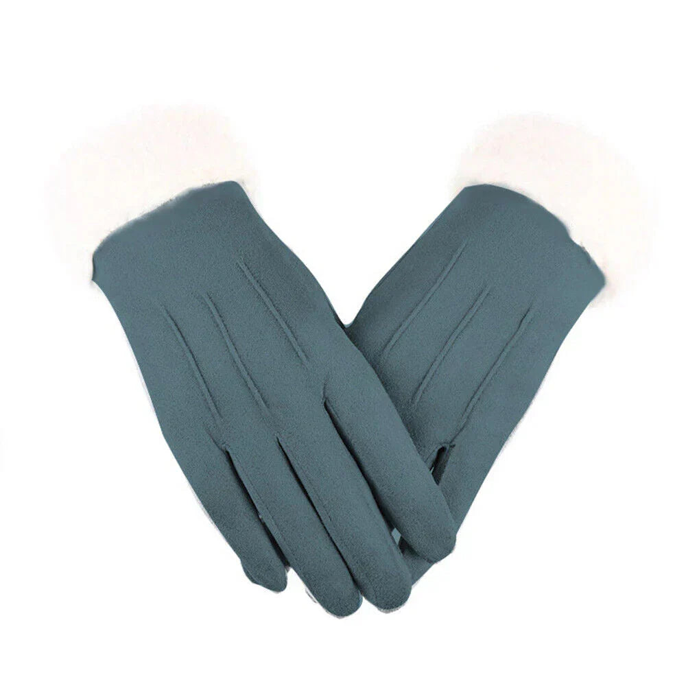 Handschoenen dames met imitatiebontvoering 5