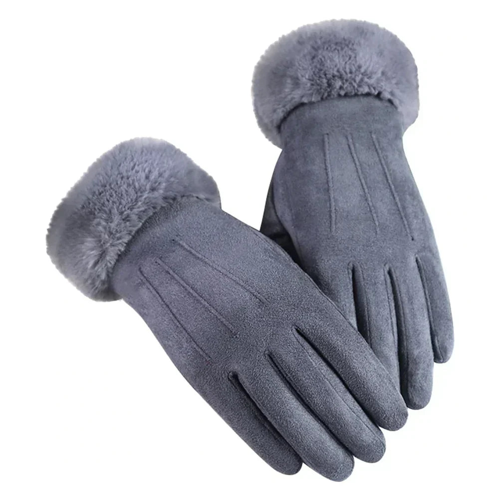 Handschoenen dames met imitatiebontvoering 6