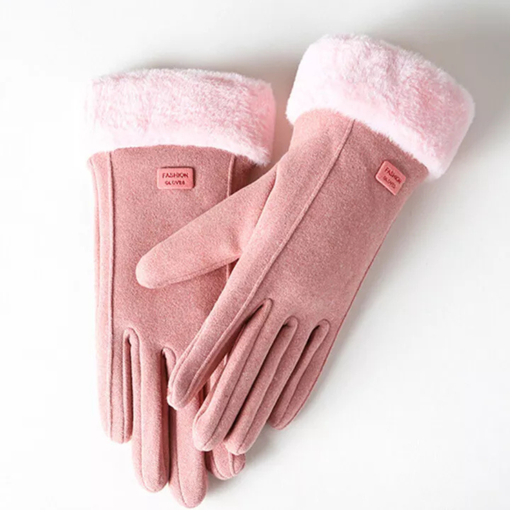 Handschoenen dames met touchscreen en imitatiebont 2