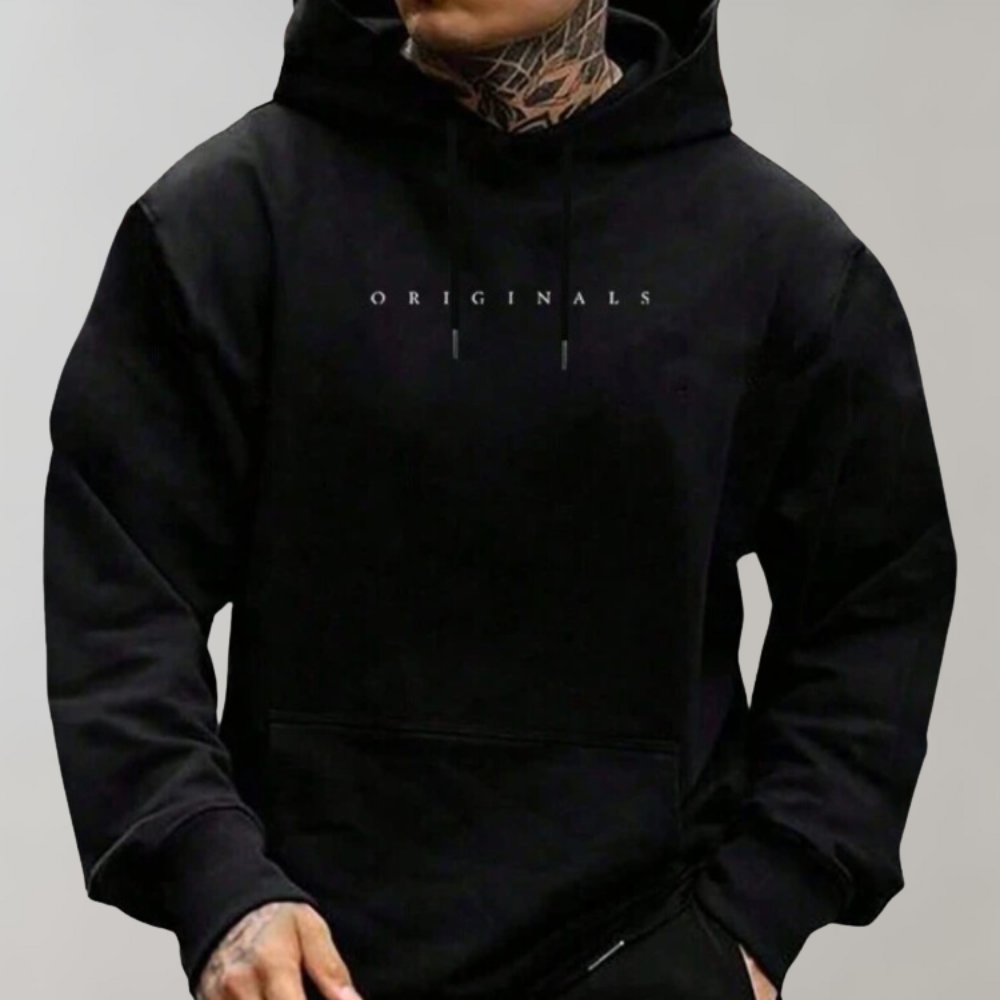 Heren hoodie met capuchon, opdruk en buidelzak 2