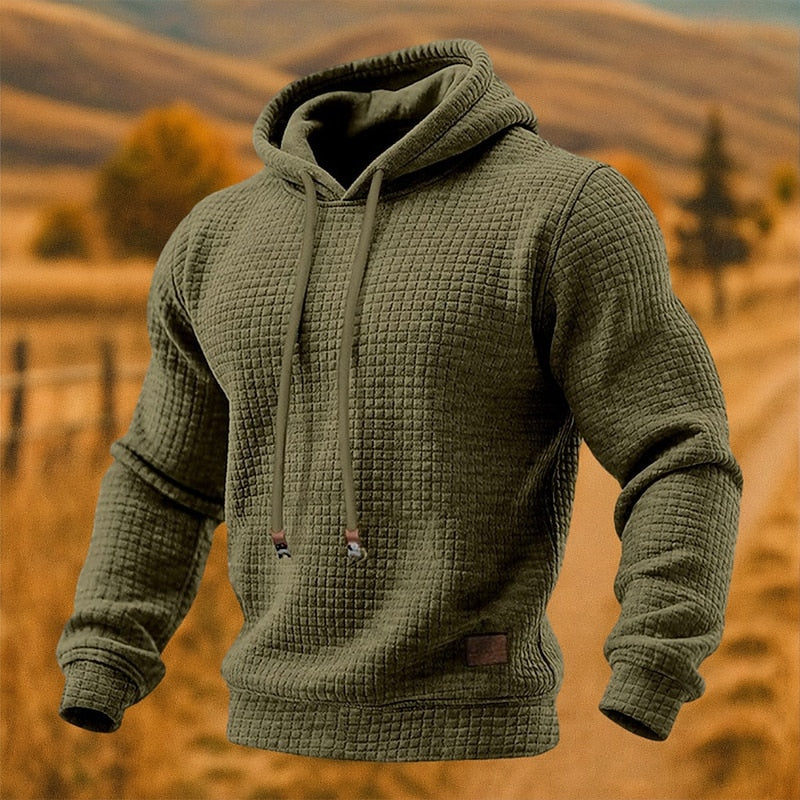 Heren hoodie met wafelstructuur en capuchon 1