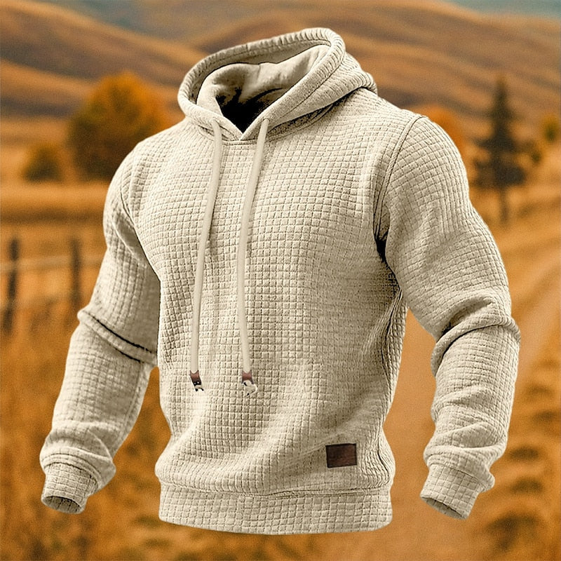 Heren hoodie met wafelstructuur en capuchon 3
