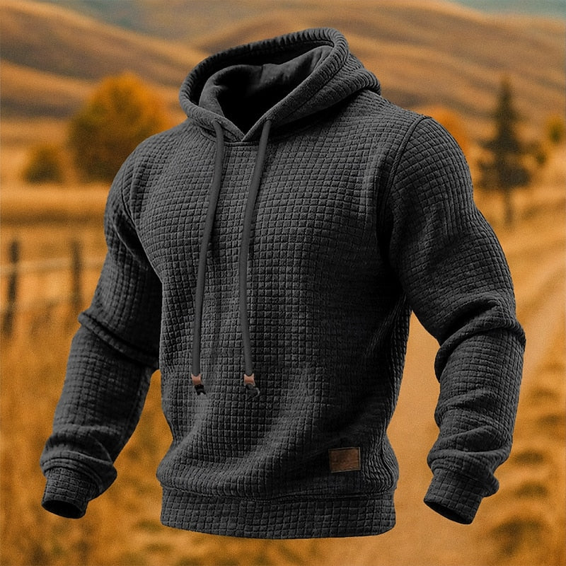 Heren hoodie met wafelstructuur en capuchon 4