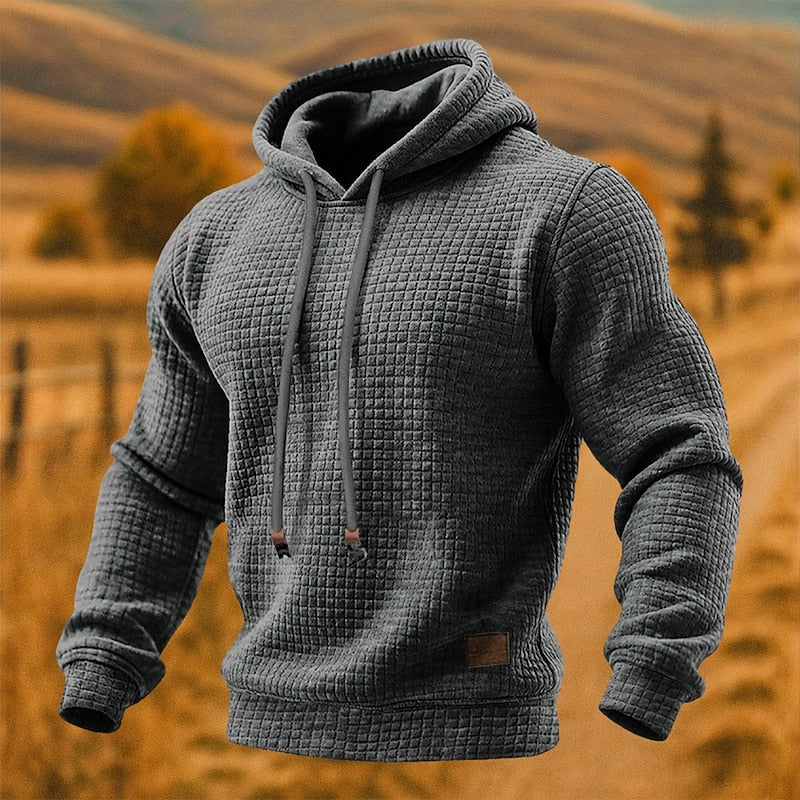 Heren hoodie met wafelstructuur en capuchon 6