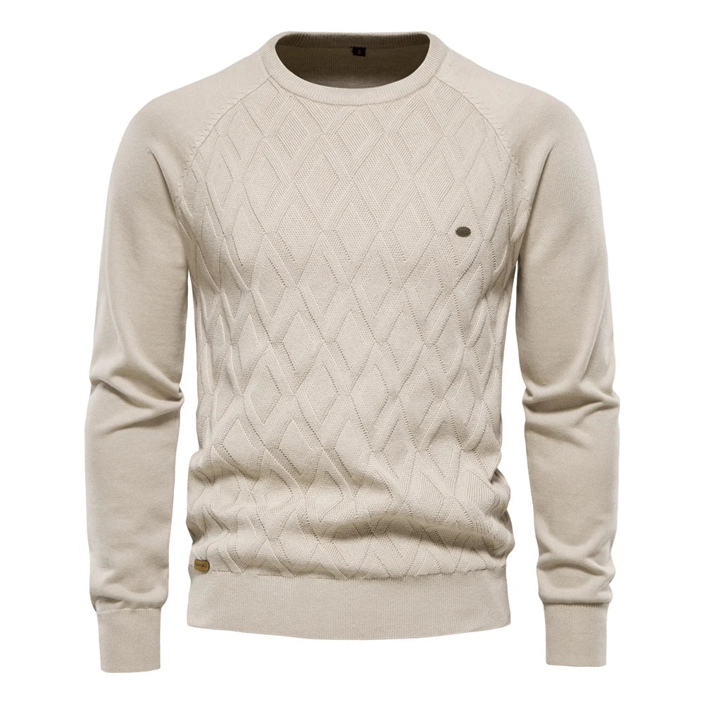 Heren trui met ruitmotief en slim fit 1