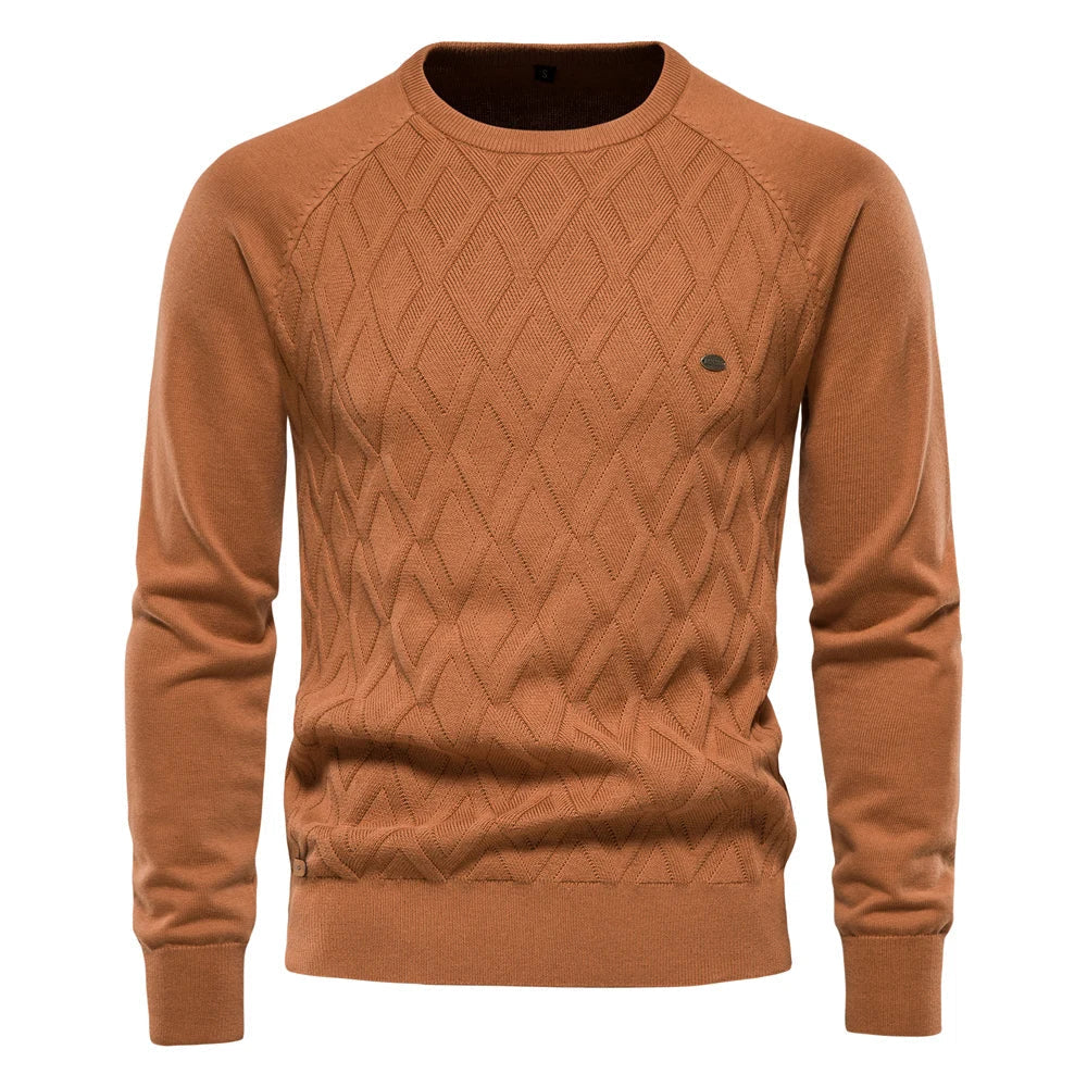 Heren trui met ruitmotief en slim fit 2