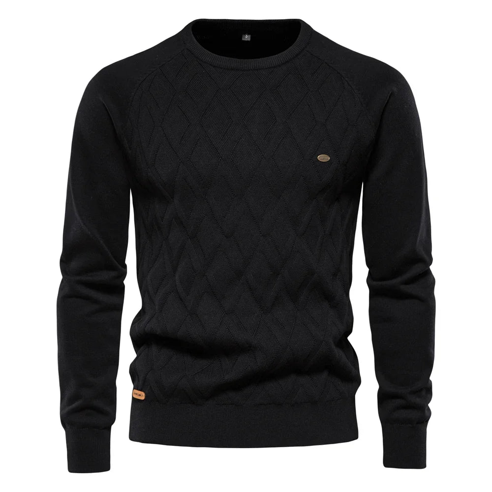 Heren trui met ruitmotief en slim fit 3
