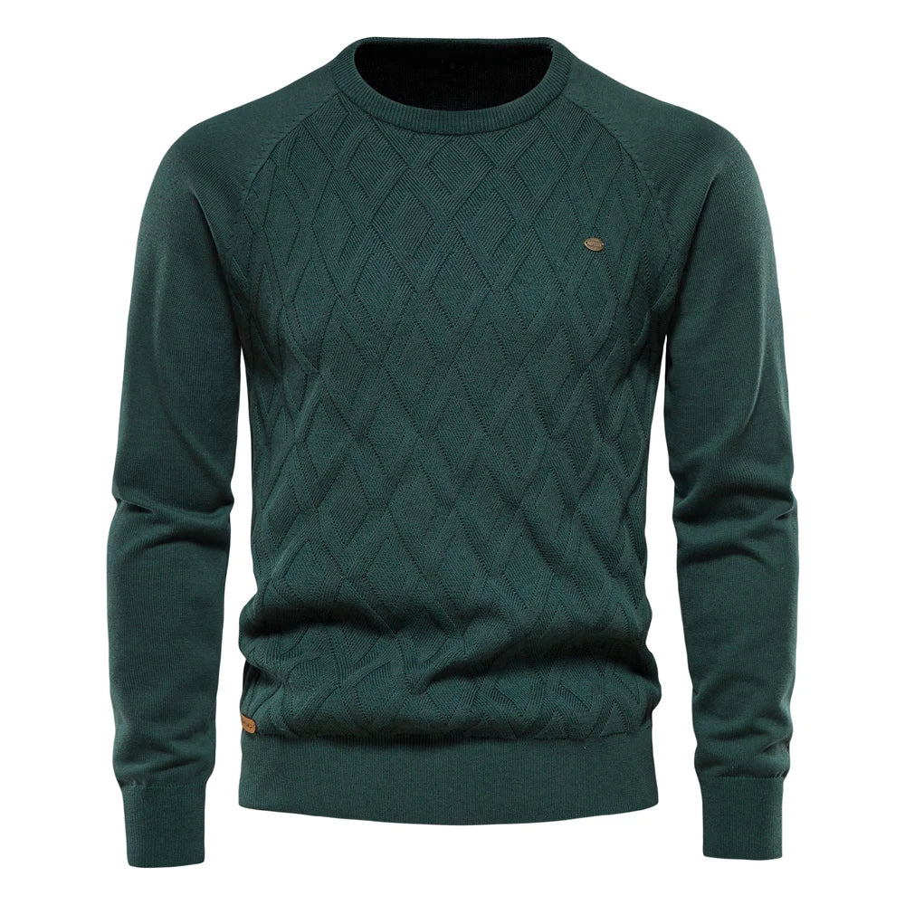 Heren trui met ruitmotief en slim fit 4