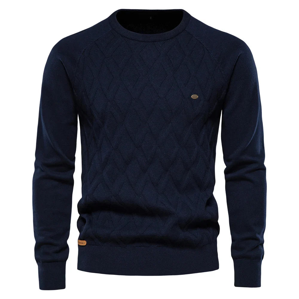 Heren trui met ruitmotief en slim fit 5