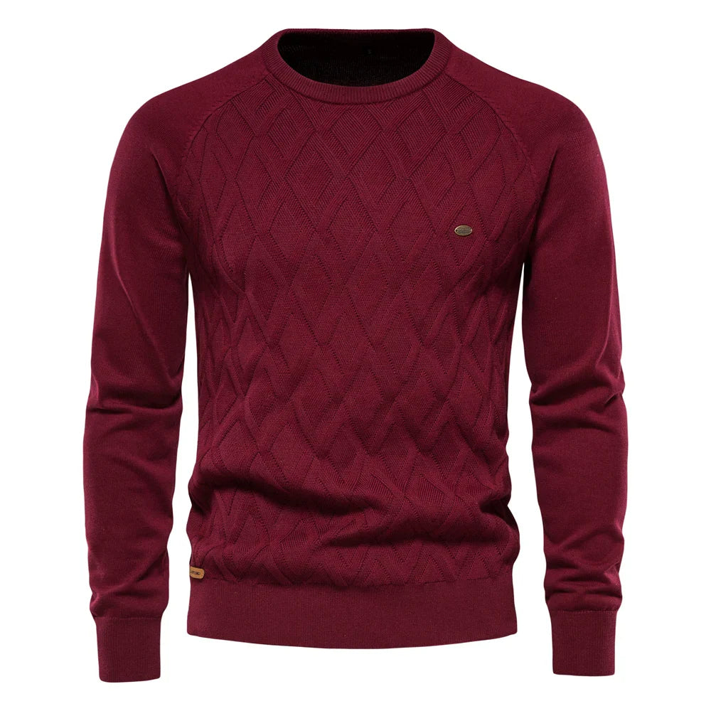 Heren trui met ruitmotief en slim fit 6