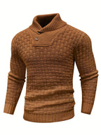 Heren trui met sjaalkraag en knoopdetail 2