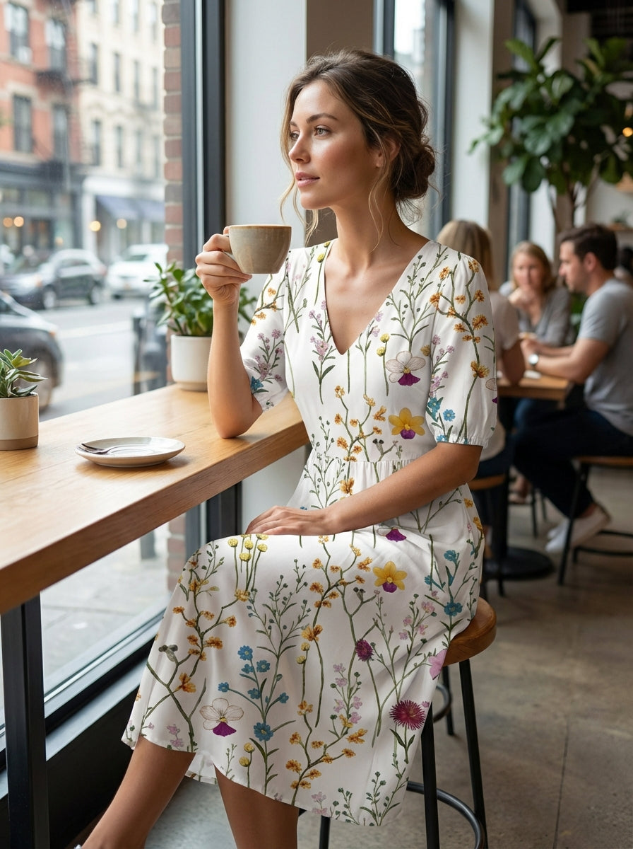 Loran - Midi jurk met bloemenprint dames