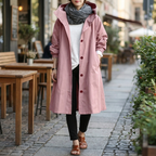 Oversized trenchcoat dames met capuchon, waterafstotende afwerking en elastische manchetten 1