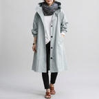 Oversized trenchcoat dames met capuchon, waterafstotende afwerking en elastische manchetten 9