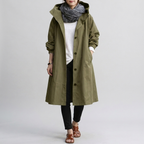 Oversized trenchcoat dames met capuchon, waterafstotende afwerking en elastische manchetten 6