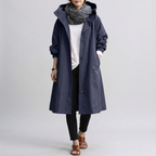 Oversized trenchcoat dames met capuchon, waterafstotende afwerking en elastische manchetten 5